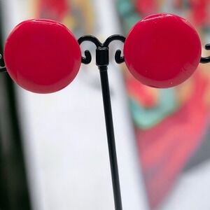 Vintage Hot Pink Button 7/8" Earrings!